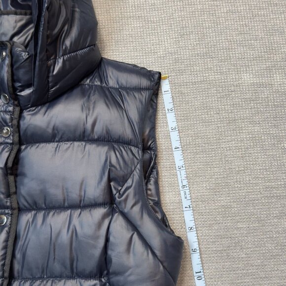 Zara Trafaluc Womens Blue Hooded Puffer Vest Snap Zip Pockets Insulated Sz Small - Picture 13 of 16